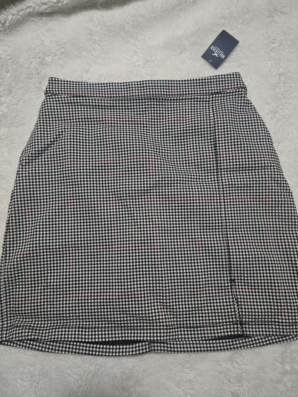 Hollister Black & White Gingham Pencil Skirt with Pink Windowpane